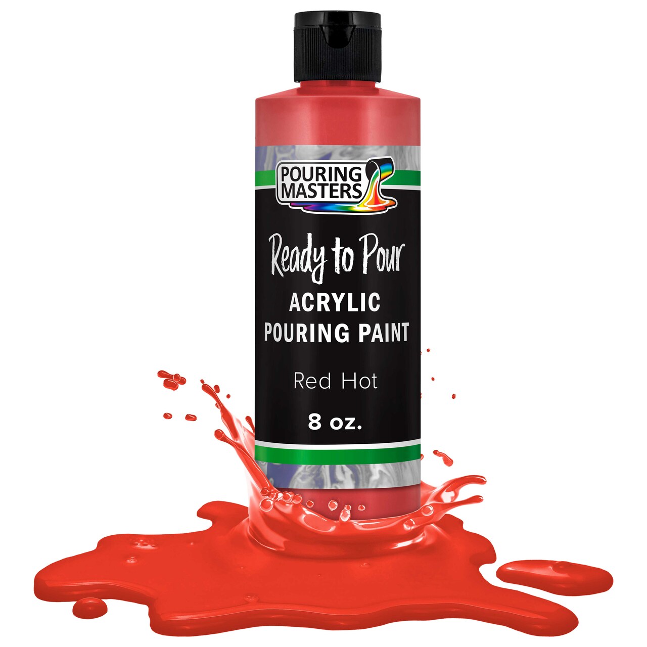 Pouring Masters Hot Tamale Red Ready to Pour Acrylic Pouring Paint - Premium 8-Ounce Pre-Mixed Fluid Acrylic Paint - Fluid Art Supplies for Canvas, Wood, Paper, Tile & Rocks